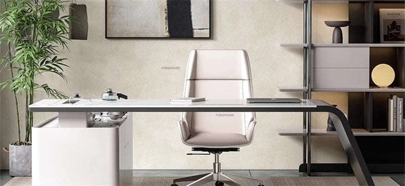 Italian Minimalist Rock Board Office Desks Home Study Table Integrated Light Luxury Office Furniture Modern Boss Computer Desk