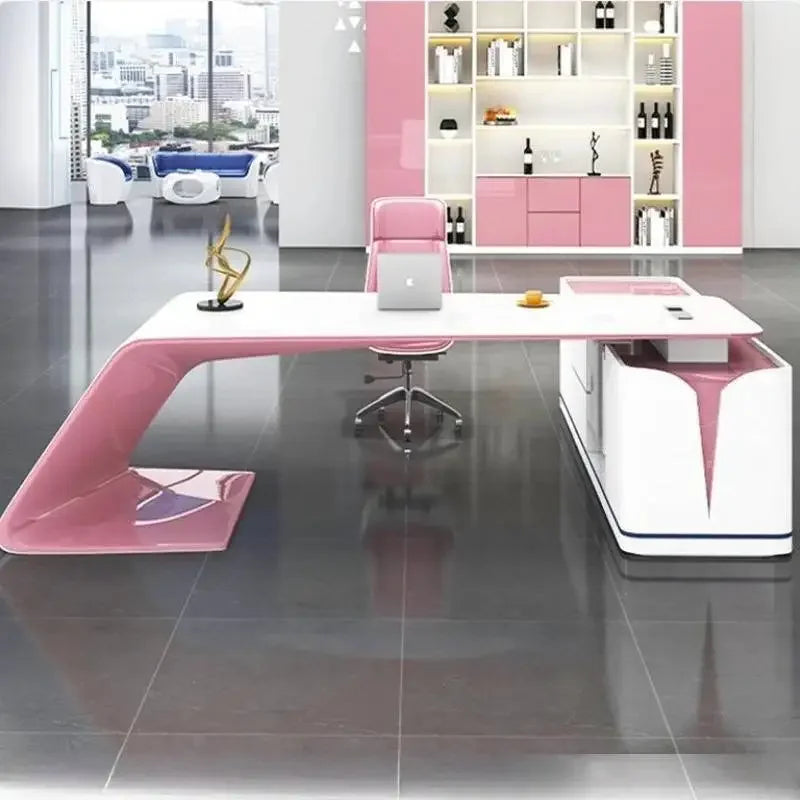 Simple Baked Boss Desk Modern President Creative Large Class Office Desk Special-shaped Manager Mesa De Escritorio Furniture