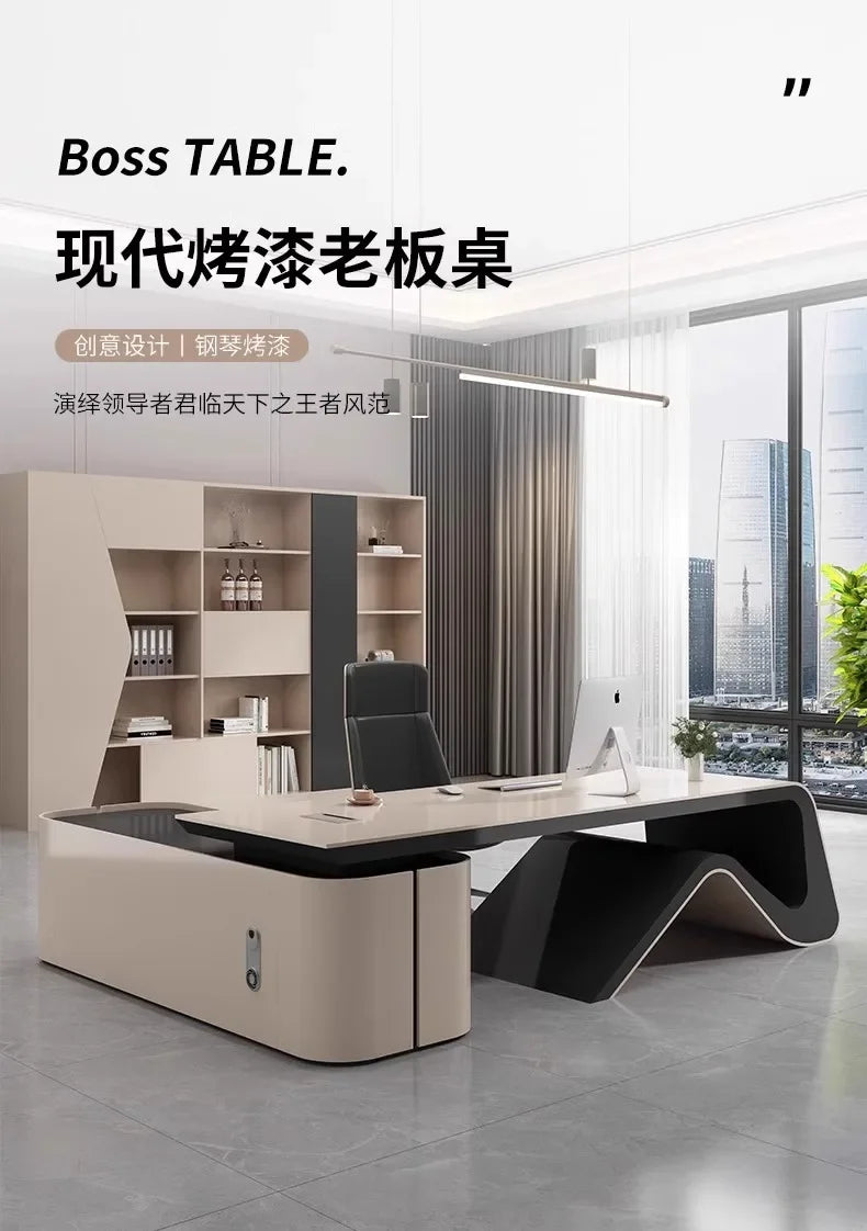 L Shaped Office Desk Sets Boss Modern Light Luxury Cabinet Chairs Computer Designerescritorios Gaming Study Table Furniture