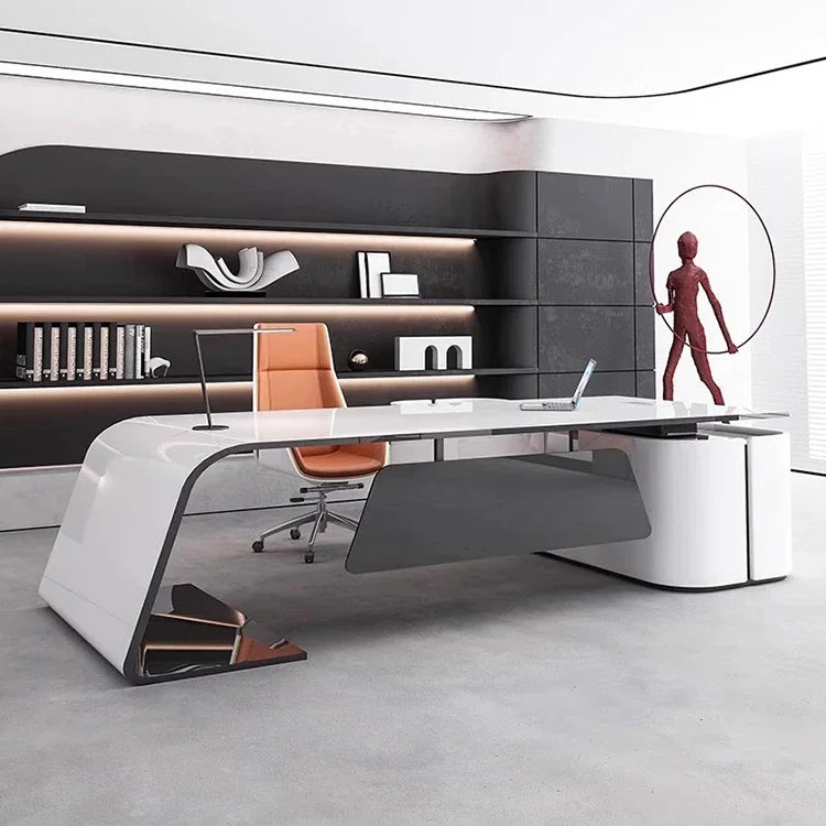 European High Quality Office Desk Cheap Executive Study Standing Office Desk Storage Floor Boss Wooden Escritorio Furniture
