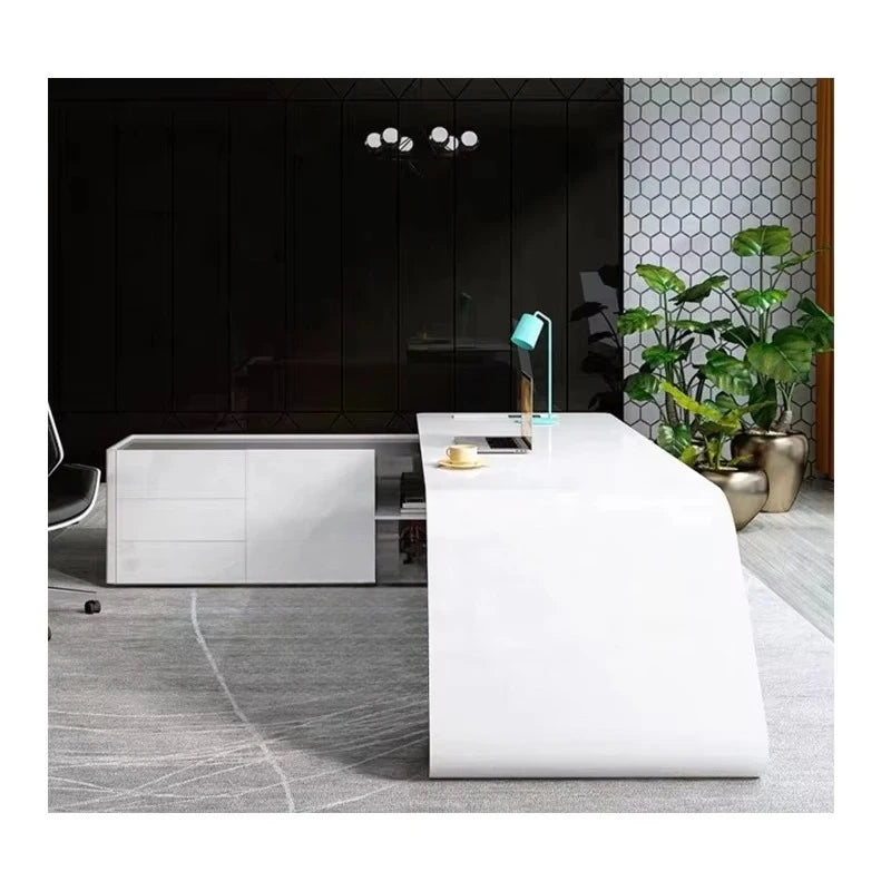 Wholesale Customized Wood Home Office Desk Modern Design L Shaped Boss Office Computer Desk Table