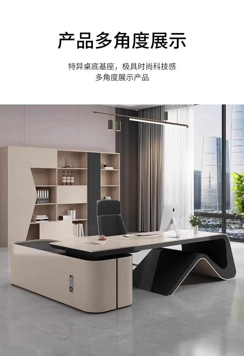 L Shaped Office Desk Sets Boss Modern Light Luxury Cabinet Chairs Computer Designerescritorios Gaming Study Table Furniture