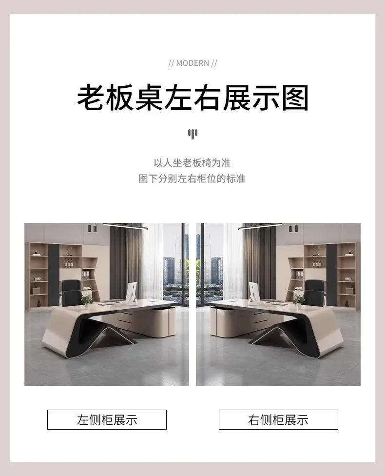 L Shaped Office Desk Sets Boss Modern Light Luxury Cabinet Chairs Computer Designerescritorios Gaming Study Table Furniture