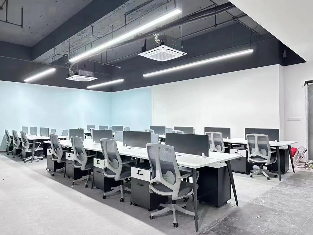 Nordic Style Modern I-Shape Executive CEO Computer Desk Full Office Business Set in Glossy Pink White MDF Furniture