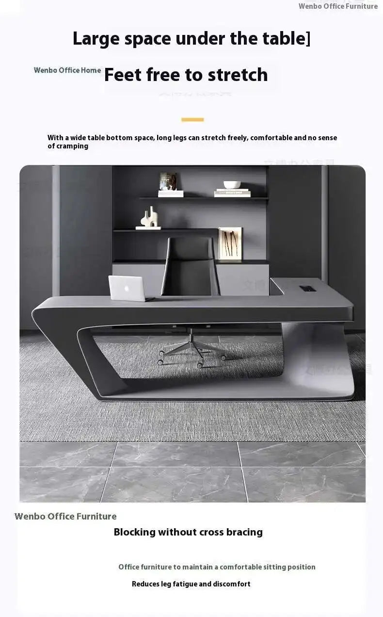 Modern Executive Office Desk - Smart Charging Hub Cable Management Luxury Desktop PC Accessories Bureau De Direction Furniture