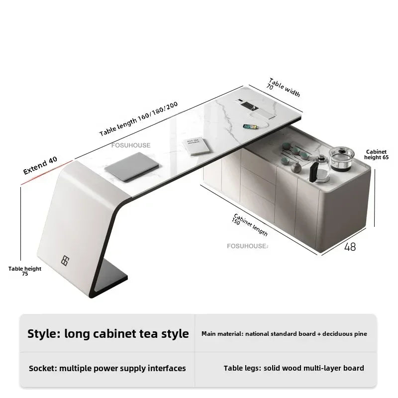Home Study Table Integrated Italian Rock Board Office Desks Luxury Office Furniture Modern Boss Computer Desk f