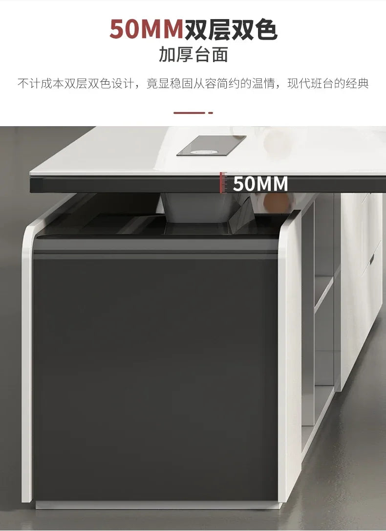 Boss, president, simple modern big desk, manager's supervisor's desk, office  and chair combination, abnormity