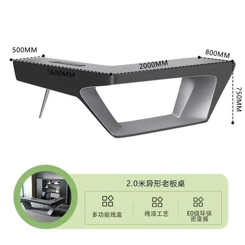 Modern Executive Office Desk - Smart Charging Hub Cable Management Luxury Desktop PC Accessories Bureau De Direction Furniture