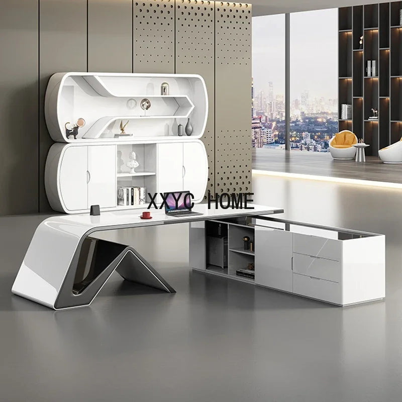 Boss, president, simple modern big desk, manager's supervisor's desk, office  and chair combination, abnormity