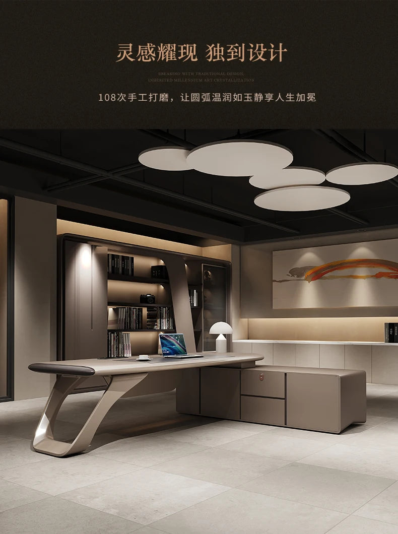 Luxury Floor Office Desk In Stock Secretary In Stock Long Office Desk European Work Bookshelf Escritorio Oficina Desk Furniture