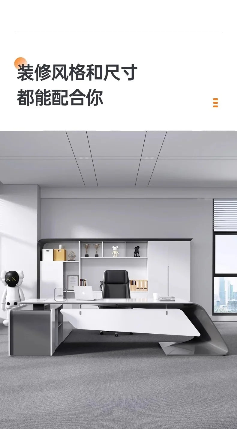 Long Luxury A Desk Design Modern Stationery Furniture Offices Multifunctional Display Minimalist Storage Trendy Mesas Escritorio