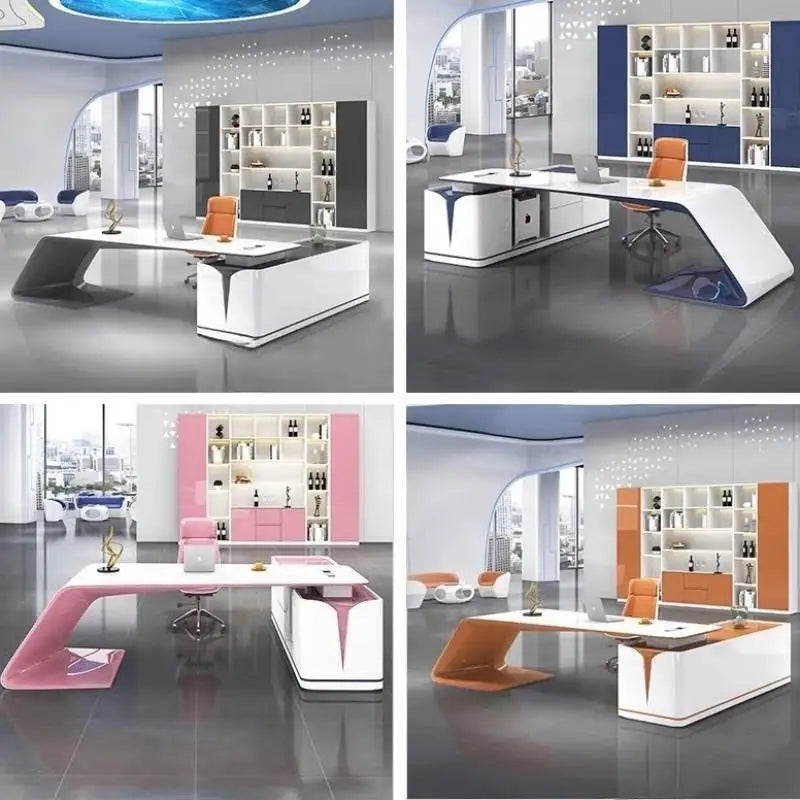Simple Baked Boss Desk Modern President Creative Large Class Office Desk Special-shaped Manager Mesa De Escritorio Furniture