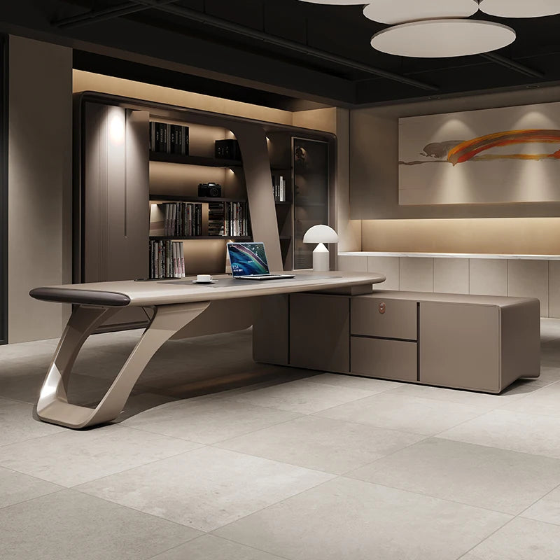 Luxury Floor Office Desk In Stock Secretary In Stock Long Office Desk European Work Bookshelf Escritorio Oficina Desk Furniture