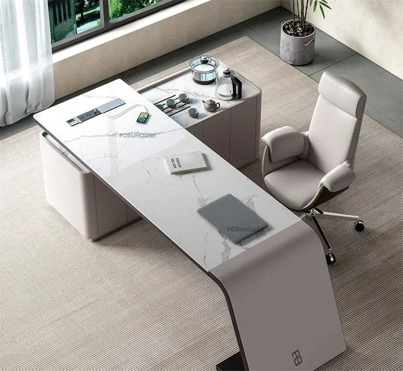Home Study Table Integrated Italian Rock Board Office Desks Luxury Office Furniture Modern Boss Computer Desk f