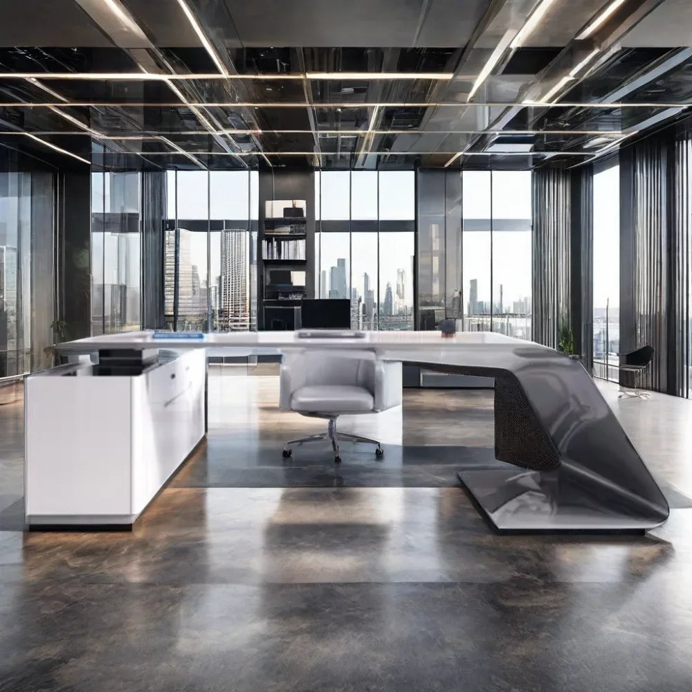 B05 Luxury Executive Leather Boss Desk Modern Design L-Shape Office Furniture for Directors