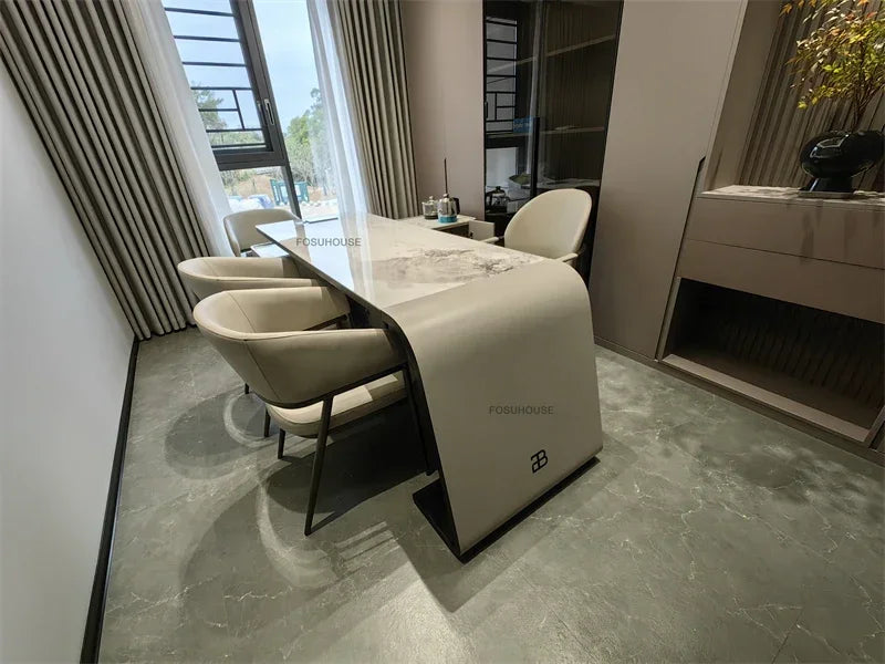 Home Study Table Integrated Italian Rock Board Office Desks Luxury Office Furniture Modern Boss Computer Desk f