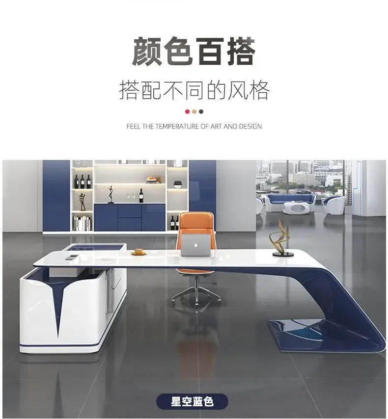 Simple Baked Boss Desk Modern President Creative Large Class Office Desk Special-shaped Manager Mesa De Escritorio Furniture