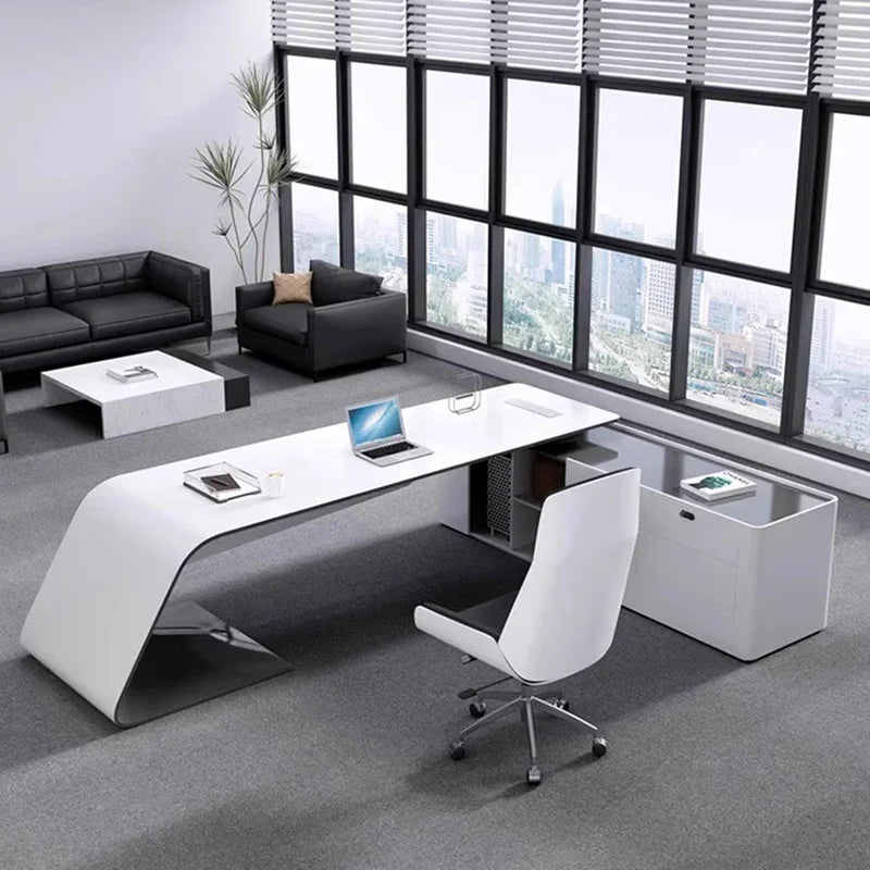 Luxury Long Office Desk Modern Design Storage Multifunctional Office Desk Display Minimalist Mesas Escritorio Trendy Furniture