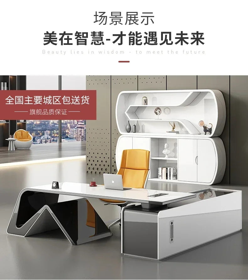 Technology Paint Office Desk Boss Manager's Office Desk Light Luxury Creative Administrative Office Desk