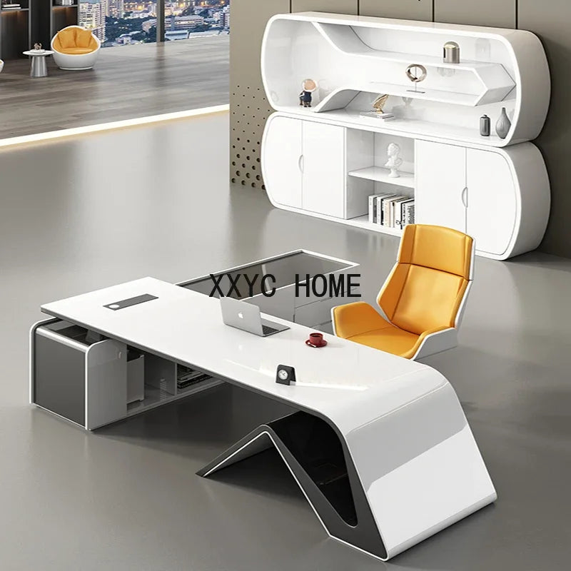 Boss, president, simple modern big desk, manager's supervisor's desk, office  and chair combination, abnormity