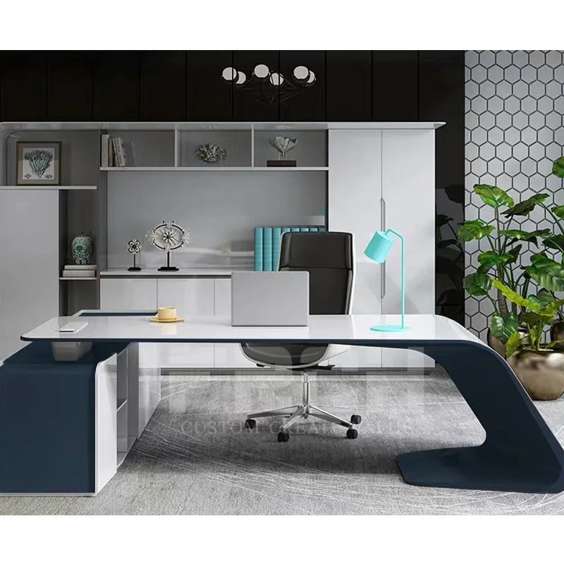 Wholesale Customized Wood Home Office Desk Modern Design L Shaped Boss Office Computer Desk Table