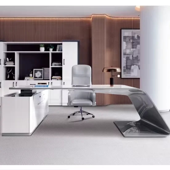 B05 Luxury Executive Leather Boss Desk Modern Design L-Shape Office Furniture for Directors