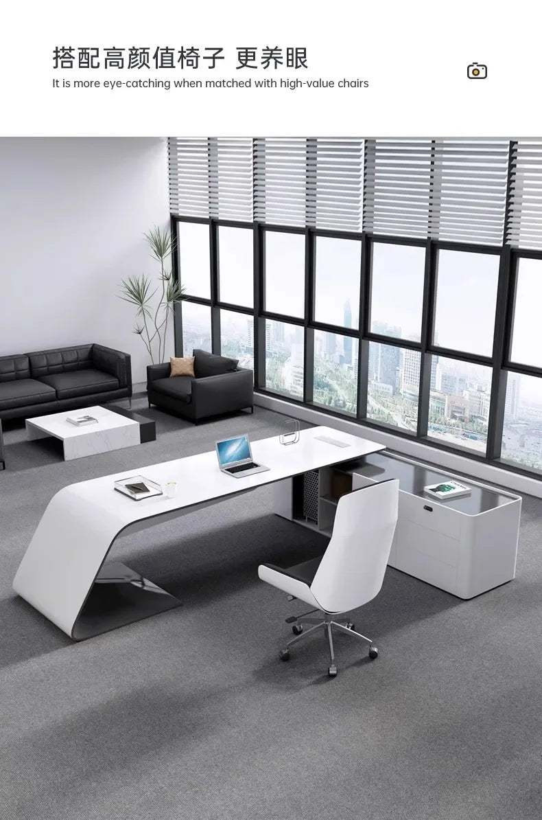 Long Luxury A Desk Design Modern Stationery Furniture Offices Multifunctional Display Minimalist Storage Trendy Mesas Escritorio