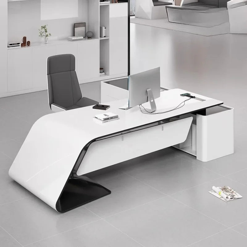 Aesthetic Executive Luxury Desk, Manager L Shaped Modern, Designer Computer Table Organizer Workstation Escritorio Design