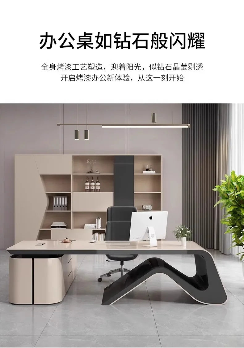 L Shaped Office Desk Sets Boss Modern Light Luxury Cabinet Chairs Computer Designerescritorios Gaming Study Table Furniture
