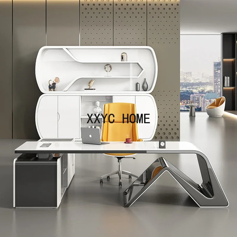 Boss, president, simple modern big desk, manager's supervisor's desk, office  and chair combination, abnormity