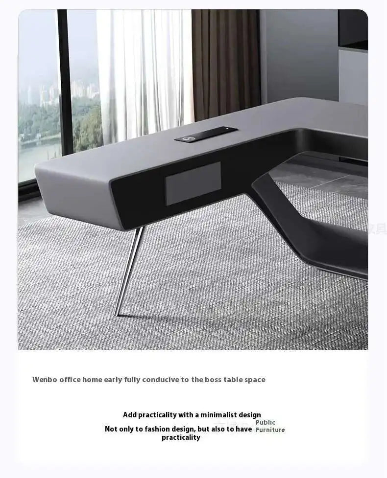 Modern Executive Office Desk - Smart Charging Hub Cable Management Luxury Desktop PC Accessories Bureau De Direction Furniture