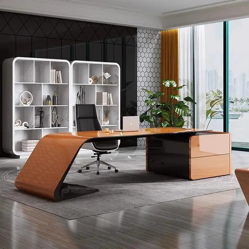 Vintage Wooden Office Desk Computer Gaming Work Conference Unique Furniture