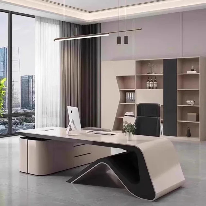 L Shaped Office Desk Sets Boss Modern Light Luxury Cabinet Chairs Computer Designerescritorios Gaming Study Table Furniture