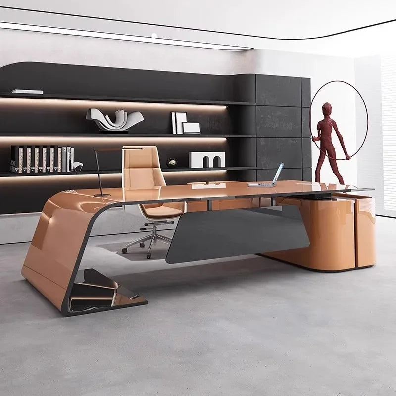 European High Quality Office Desk Cheap Executive Study Standing Office Desk Storage Floor Boss Wooden Escritorio Furniture