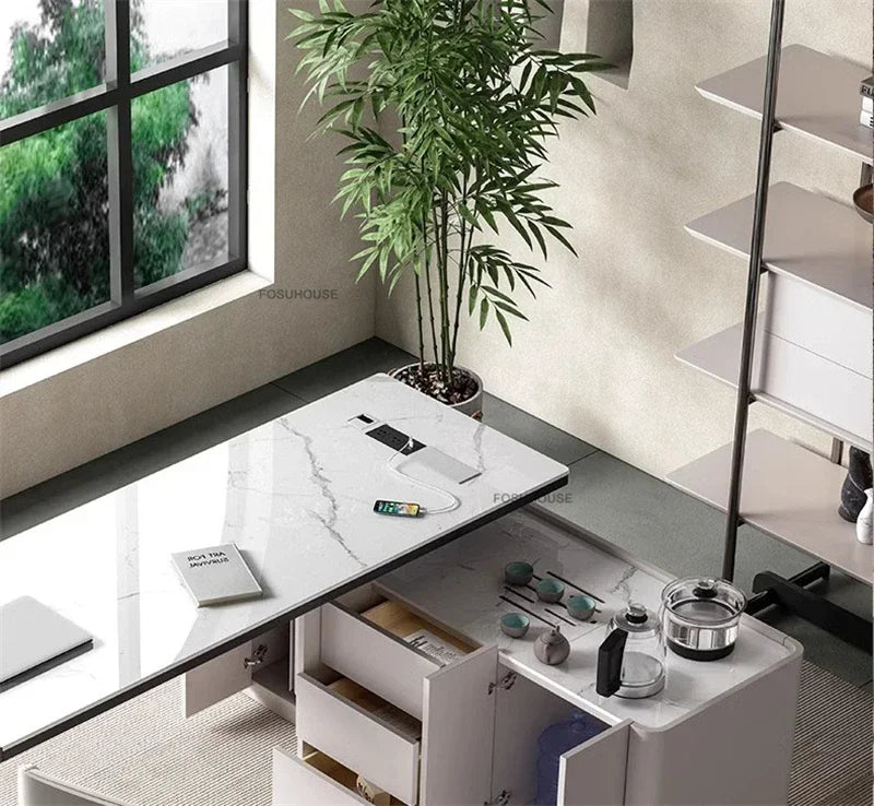 Home Study Table Integrated Italian Rock Board Office Desks Luxury Office Furniture Modern Boss Computer Desk f
