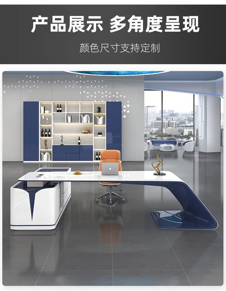 Simple Baked Boss Desk Modern President Creative Large Class Office Desk Special-shaped Manager Mesa De Escritorio Furniture