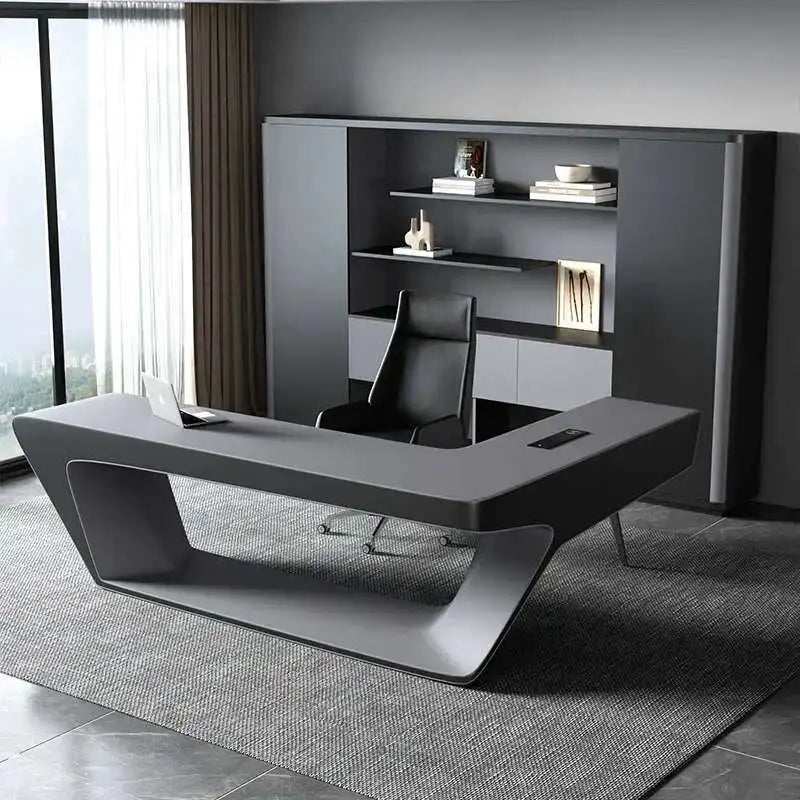 Modern Executive Office Desk - Smart Charging Hub Cable Management Luxury Desktop PC Accessories Bureau De Direction Furniture