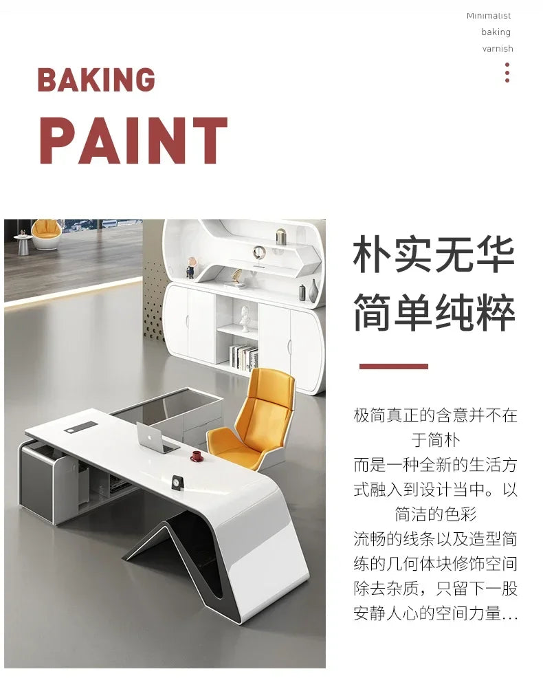 Boss, president, simple modern big desk, manager's supervisor's desk, office  and chair combination, abnormity