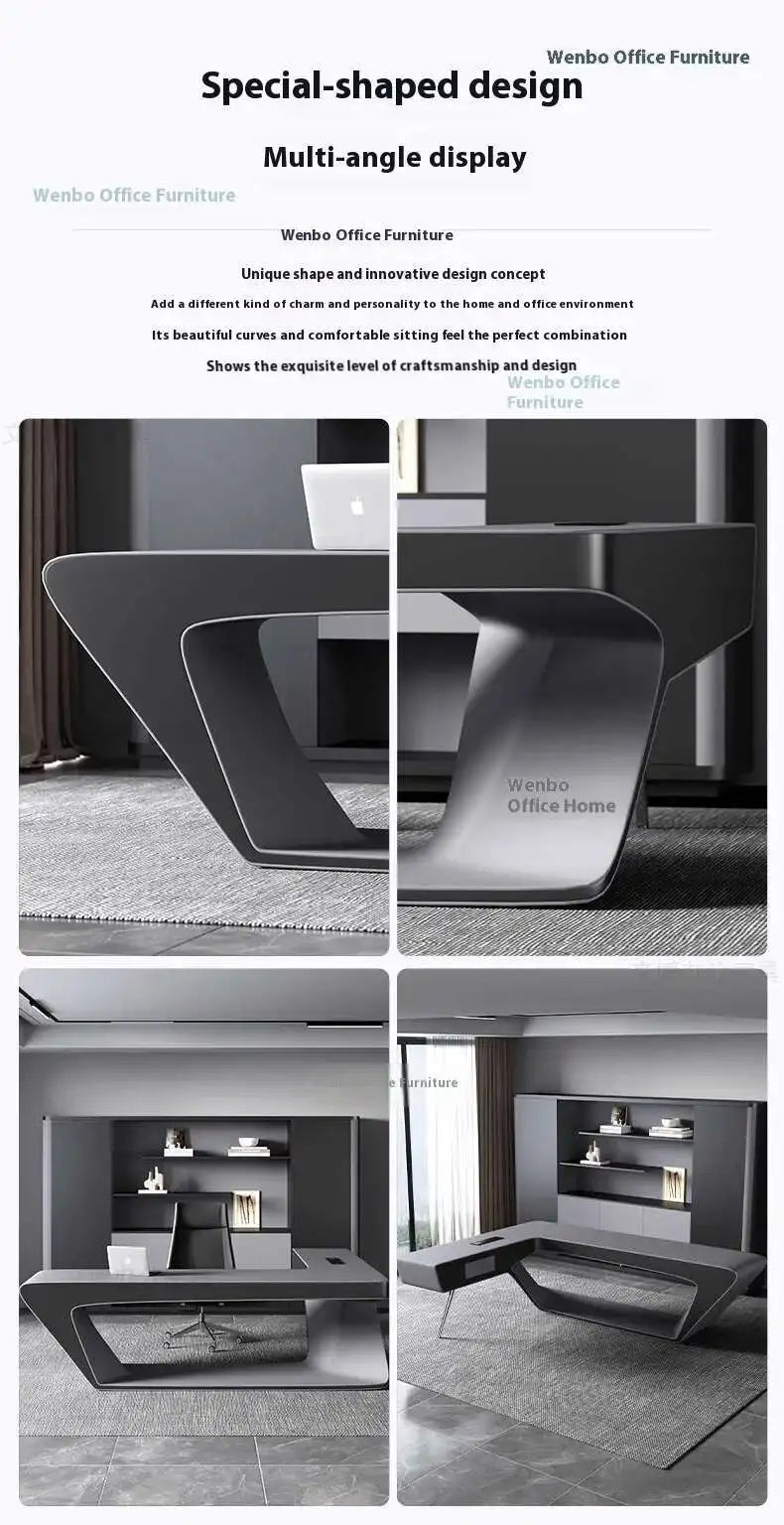 Modern Executive Office Desk - Smart Charging Hub Cable Management Luxury Desktop PC Accessories Bureau De Direction Furniture