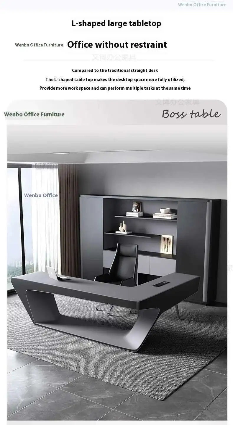 Modern Executive Office Desk - Smart Charging Hub Cable Management Luxury Desktop PC Accessories Bureau De Direction Furniture