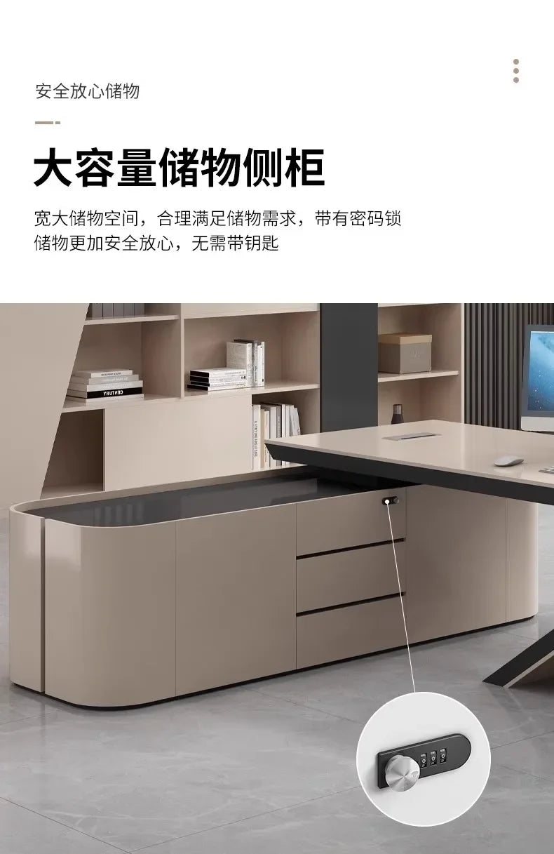 L Shaped Office Desk Sets Boss Modern Light Luxury Cabinet Chairs Computer Designerescritorios Gaming Study Table Furniture