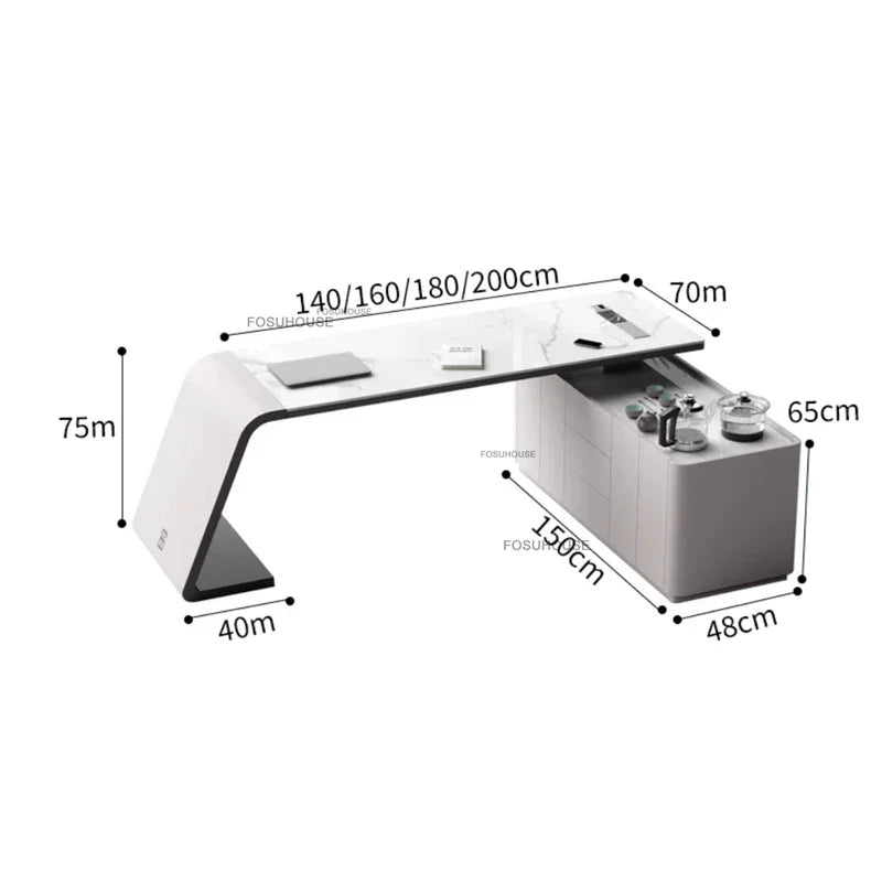 Home Study Table Integrated Italian Rock Board Office Desks Luxury Office Furniture Modern Boss Computer Desk f