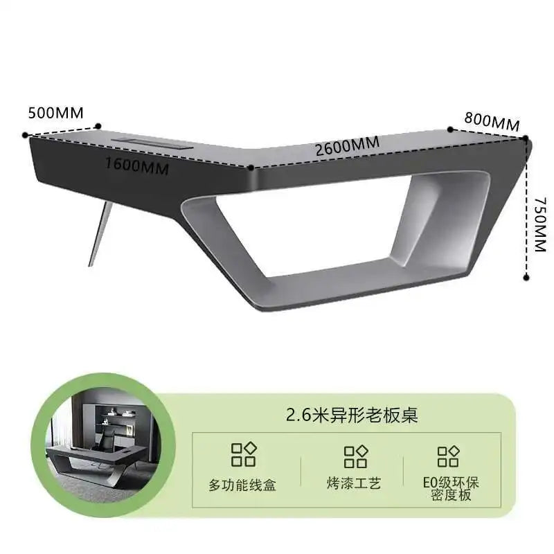 Modern Executive Office Desk - Smart Charging Hub Cable Management Luxury Desktop PC Accessories Bureau De Direction Furniture