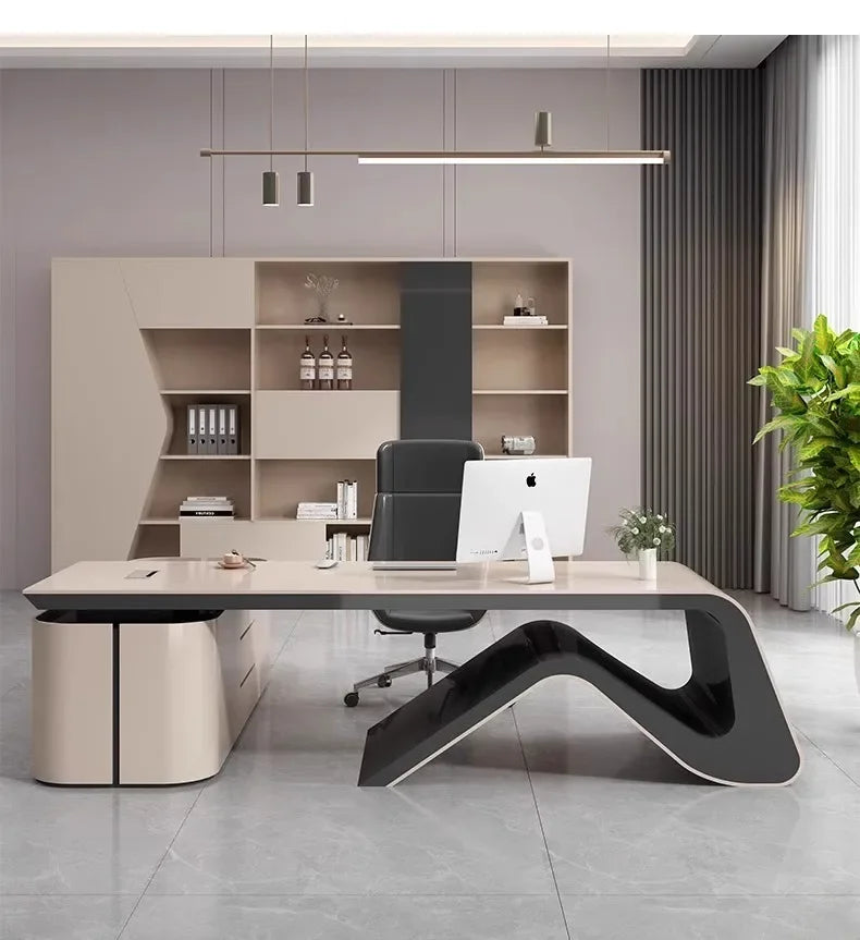 L Shaped Office Desk Sets Boss Modern Light Luxury Cabinet Chairs Computer Designerescritorios Gaming Study Table Furniture