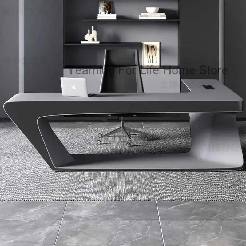 Modern Executive Office Desk - Smart Charging Hub Cable Management Luxury Desktop PC Accessories Bureau De Direction Furniture