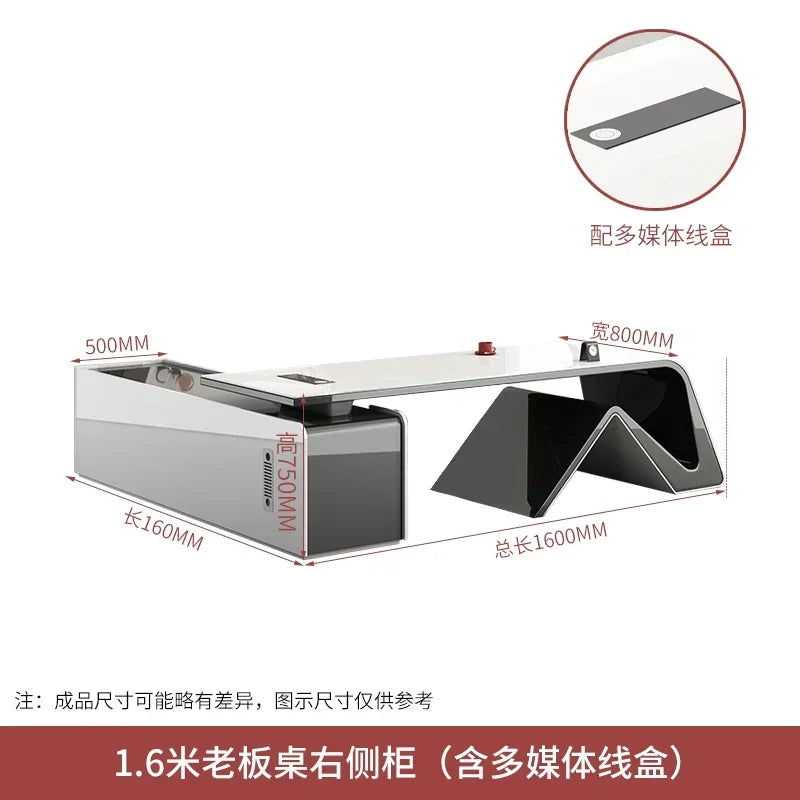 Boss, president, simple modern big desk, manager's supervisor's desk, office  and chair combination, abnormity