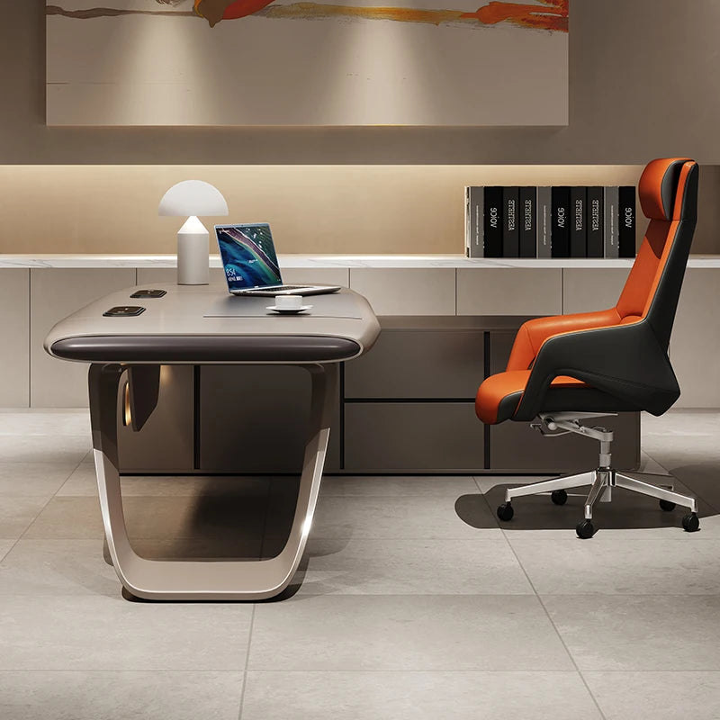 Luxury Floor Office Desk In Stock Secretary In Stock Long Office Desk European Work Bookshelf Escritorio Oficina Desk Furniture
