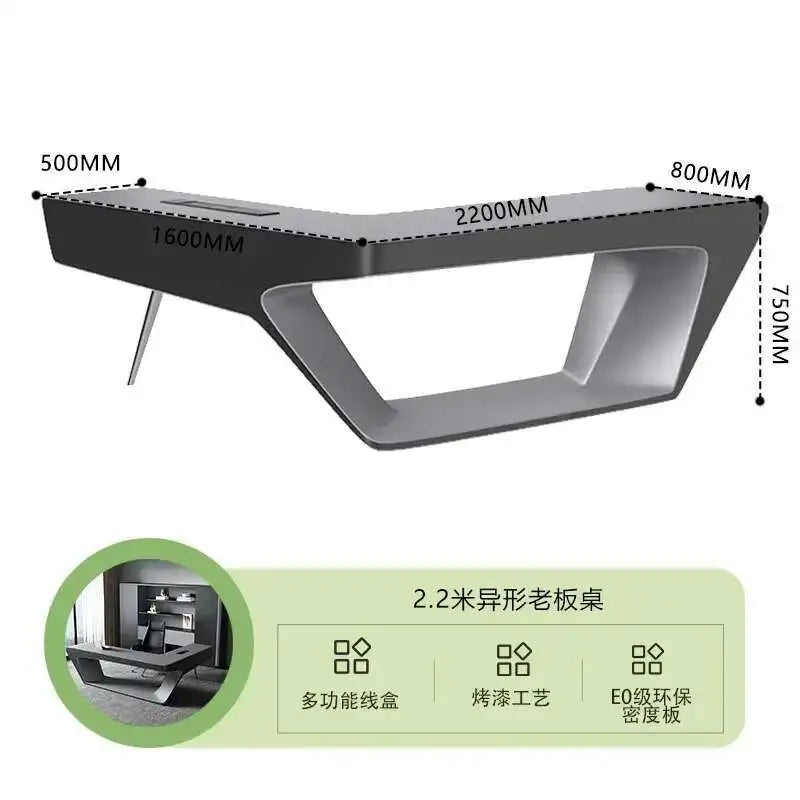 Modern Executive Office Desk - Smart Charging Hub Cable Management Luxury Desktop PC Accessories Bureau De Direction Furniture