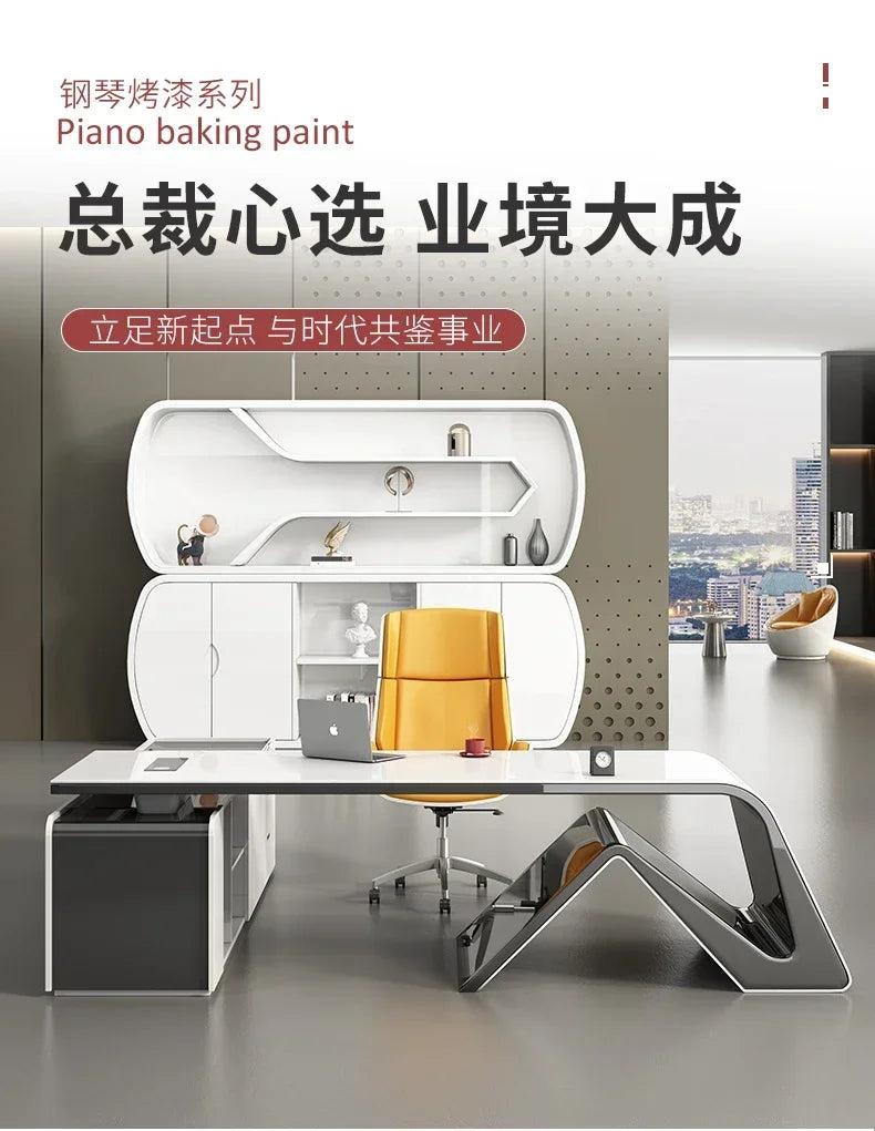 Boss, president, simple modern big desk, manager's supervisor's desk, office  and chair combination, abnormity