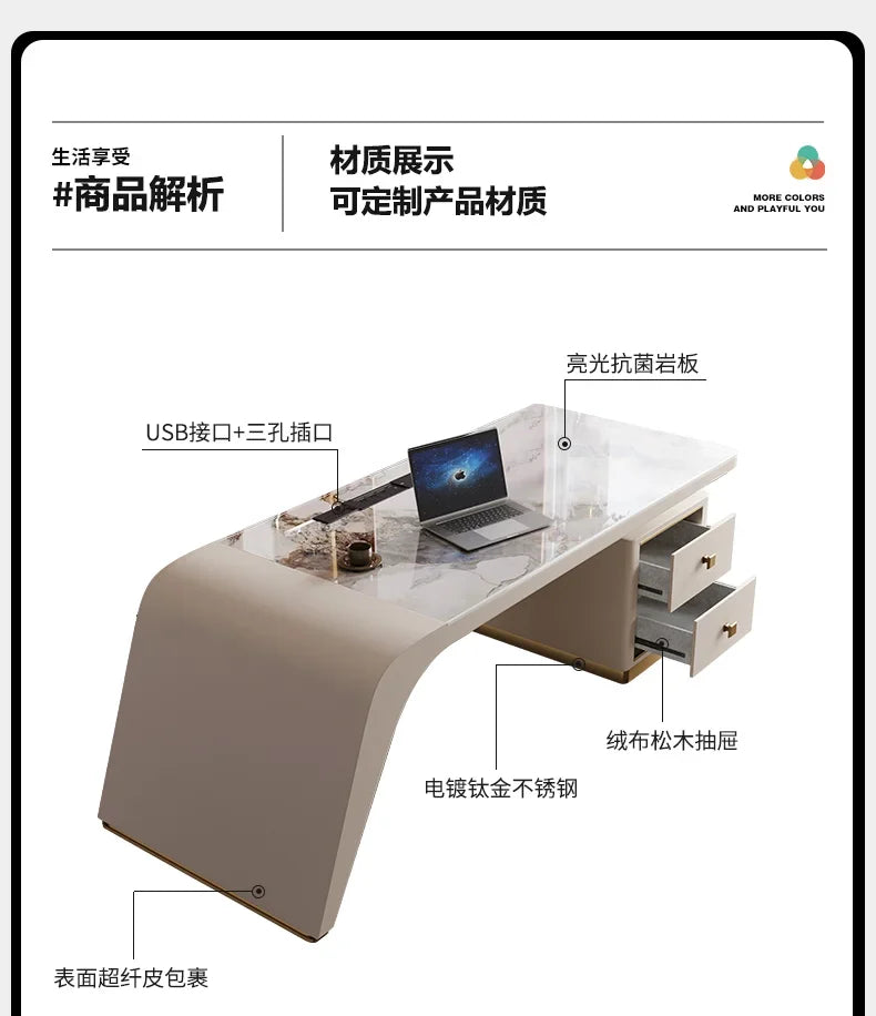 Designer Storage Office Desk Writing Asthetic Drawers Organizer Computer Desks Gaming White Mesa Para Computador Furniture